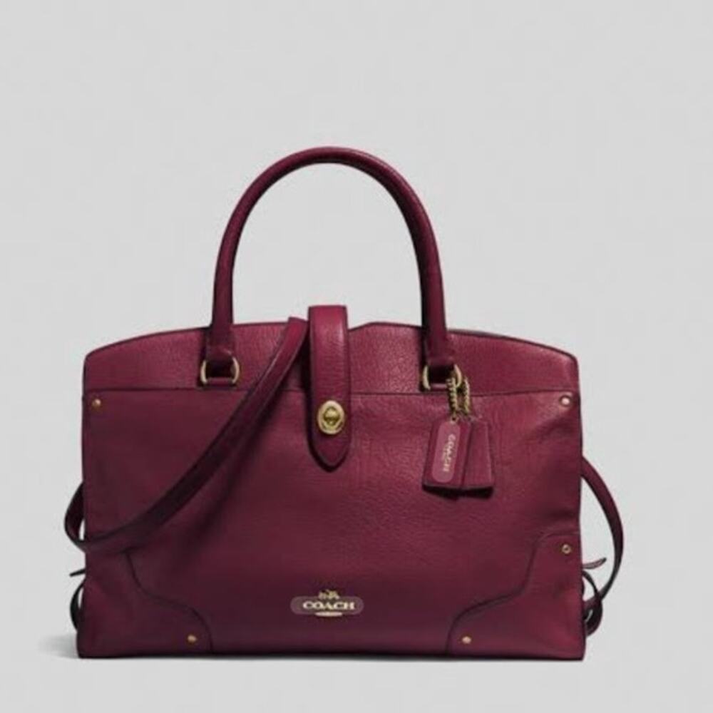 Coach Mercer Satchel HandBag Burgundy - Picture 1 of 11
